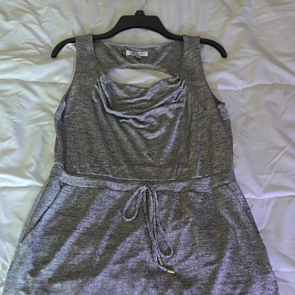 Gray Sleeveless Dress with Drawstring